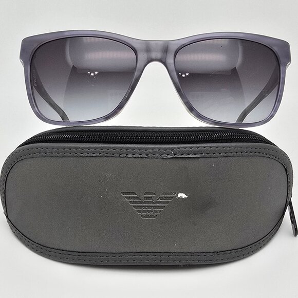 Emporio Armani EA4002 5062/8G Grey Stripe Frame Grey Lens Sunglasses w Case 55mm - Picture 1 of 16